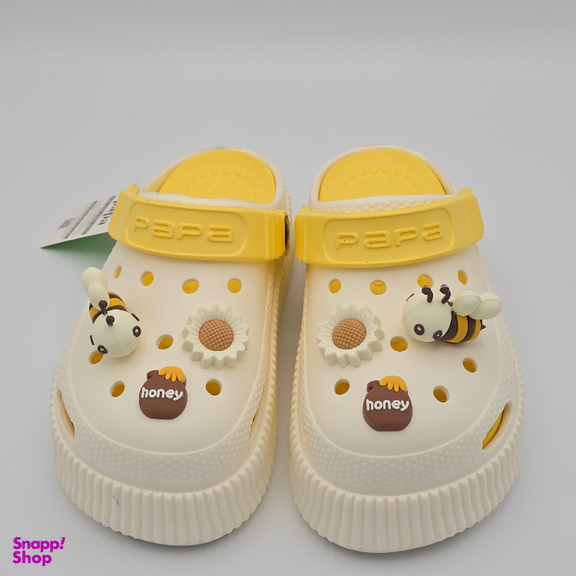 صندل بچگانه پاپا مدل کراکس کد 25335 رنگ کرم زرد