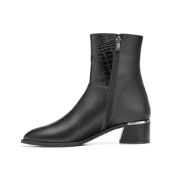 نیم بوت زنانه نوین چرم مدل 1614  WS3646 رنگ مشکی