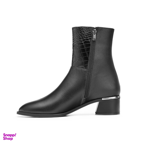 نیم بوت زنانه نوین چرم مدل 1614 WS3646 رنگ مشکی