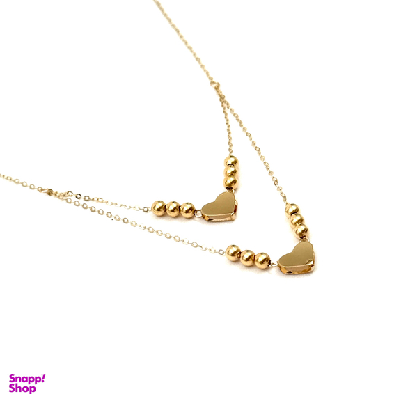 گردنبند طلا 18 عیار زنانه مدل گوی و قلب کد 136002