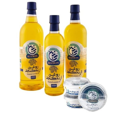 بسته خواروبار روغن ارده کنجد رزبن و کرم کنجد رزبن مجموعه 6 عددی