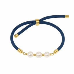 دستبند طلا 18 عیار زنانه مدل البرنادوی مرواریدی کد 1078 رنگ سرمه ای