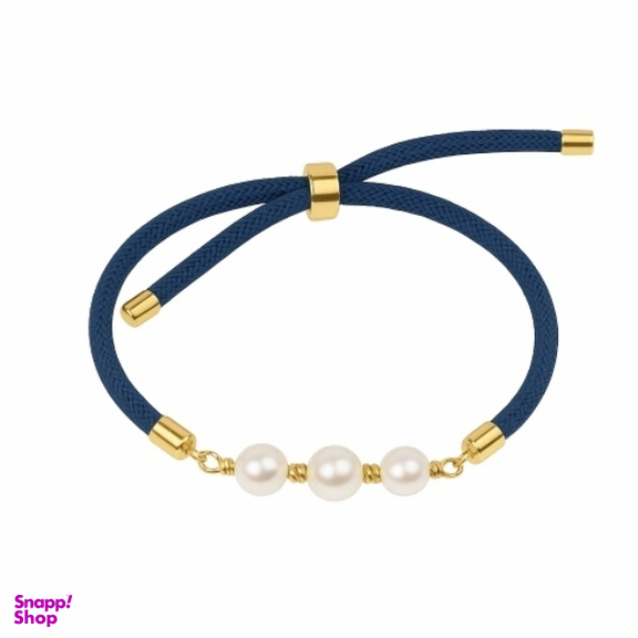 دستبند طلا 18 عیار زنانه مدل البرنادوی مرواریدی کد 1078 رنگ سرمه ای