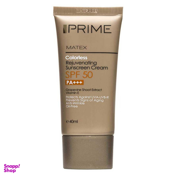 کرم ضد آفتاب جوان کننده پریم مدل Matex Invisible SPF50 حجم 40 میلی لیتر