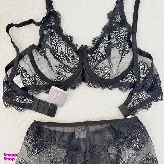 ست شورت و سوتین زنانه ژوبین کد 1166 رنگ مشکی