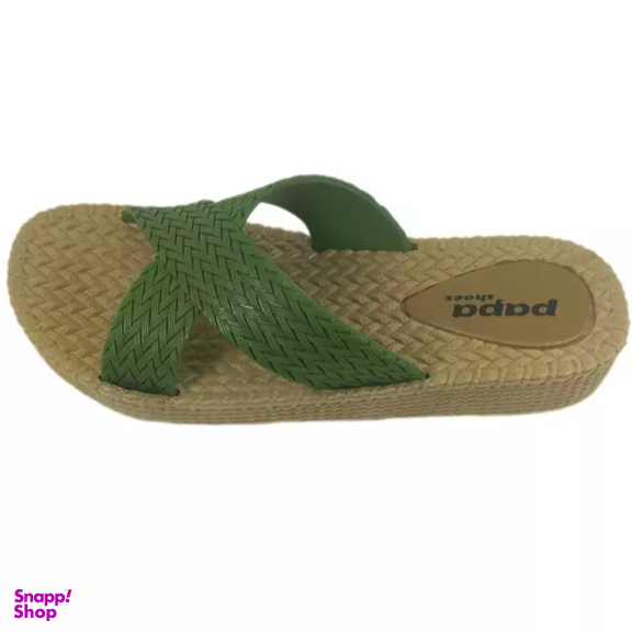 دمپایی روفرشی زنانه پاپا مدل حصیری کد M64 رنگ سبز