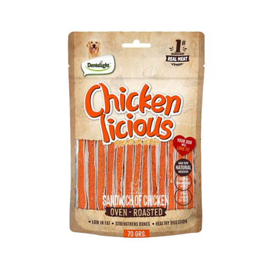 تشویقی ساندویچی سگ دنتالایت مدل طعم مرغ وزن 70 گرم