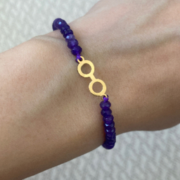 دستبند طلا 18 عیار زنانه مدل سنگی طرح عینک