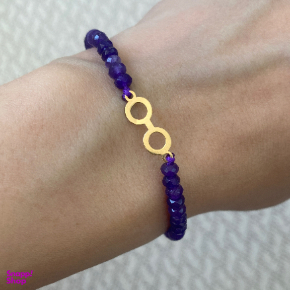 دستبند طلا 18 عیار زنانه مدل سنگی طرح عینک