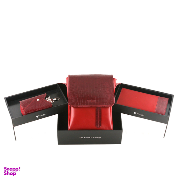 ست هدیه چرم یلسان مدل ماهان 3 کد 059-PRL-ARN-PRM زرشکی