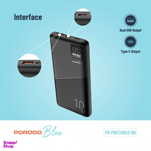 پاوربانک پرودو مدل Blue PB-PBFCH053 ظرفیت 10000 میلی آمپر ساعت