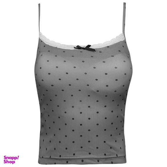 کراپ تاپ زنانه ماییلدا مدل پددار خال خالی کد 5301-6853 رنگ طوسی