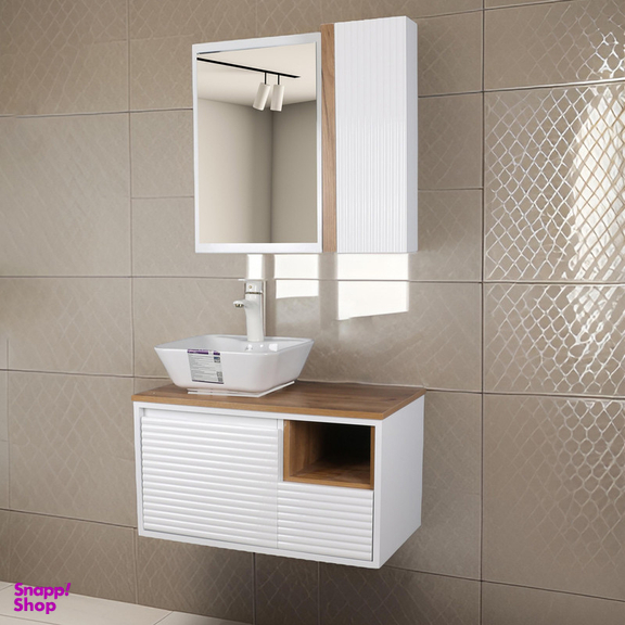 ست کابینت و روشویی دلفین مدل Znd-R23-W به همراه آینه و باکس