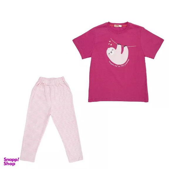 ست تیشرت و شلوار دخترانه مادر مدل میتیل رنگ سرخابی