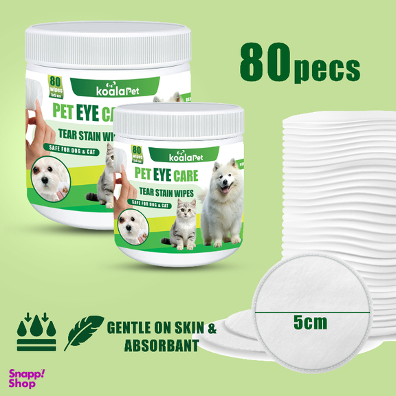 ستمال مرطوب سگ و گربه مخصوص اطراف چشم کوالاپت مدل Eye Wipes01 بسته 80 عددی