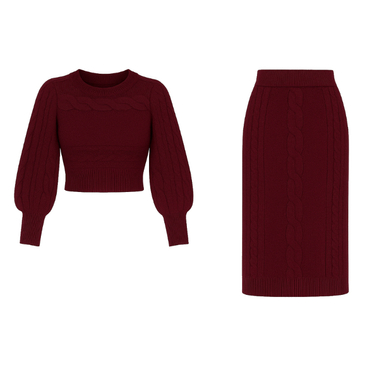 ست پلیور و دامن بافت زنانه مدل پیچک