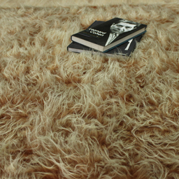 فرش فانتزی شاران هوم طرح خز پرز بلند مدل اسفنج دار زمینه نسکافه ای