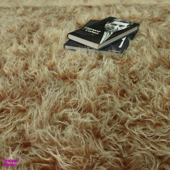 فرش فانتزی شاران هوم طرح خز پرز بلند مدل اسفنج دار زمینه نسکافه ای