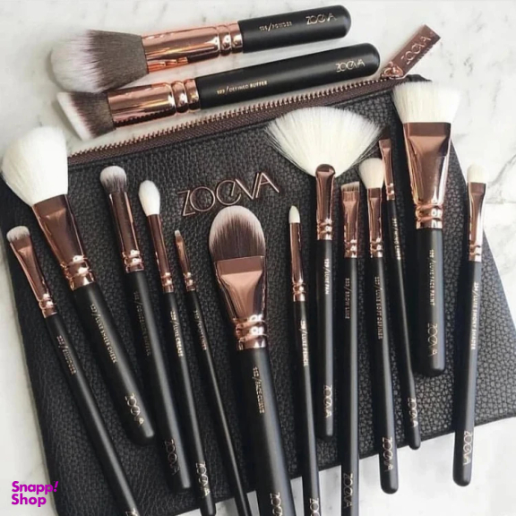 ست براش آرایشی ژووا مدل 02 مجموعه 15 عددی به همراه کیف