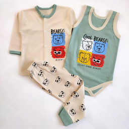 ست 3 تکه لباس نوزادی مدل خرس کد 4047