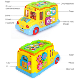 اسباب بازی موزیکال اتوبوس مدرسه هولی تویز مدل 796 Children Electric Bus Music Car