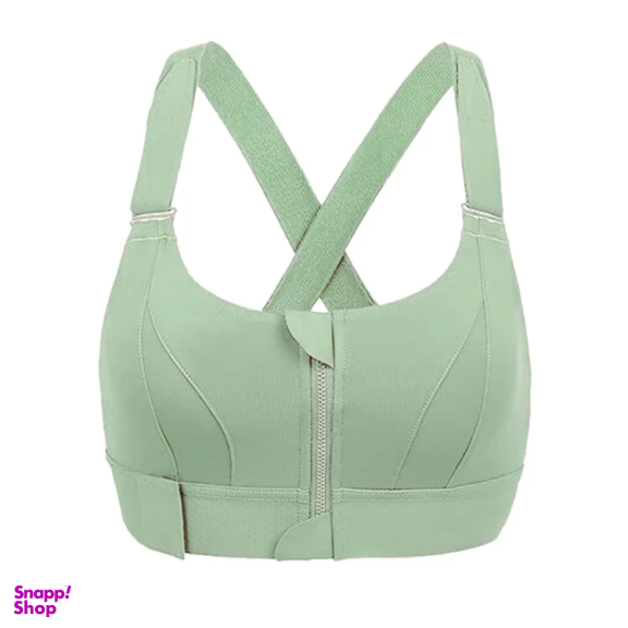 نیم تنه ورزشی زنانه مدل بند تنظیم شونده چسبی رنگ سبز روشن