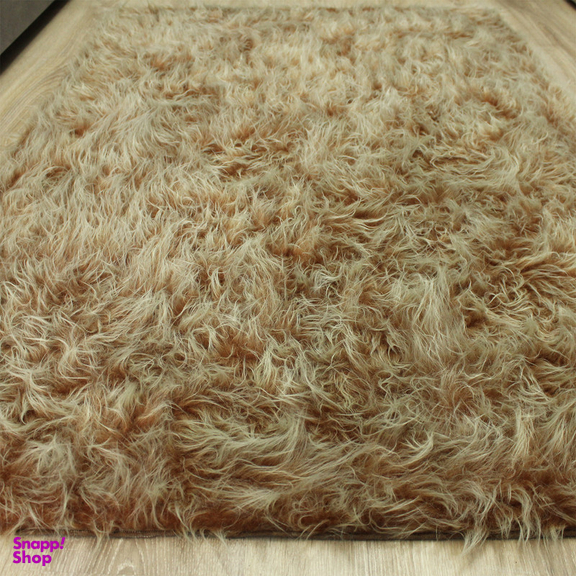 فرش فانتزی شاران هوم طرح خز پرز بلند مدل اسفنج دار زمینه نسکافه ای