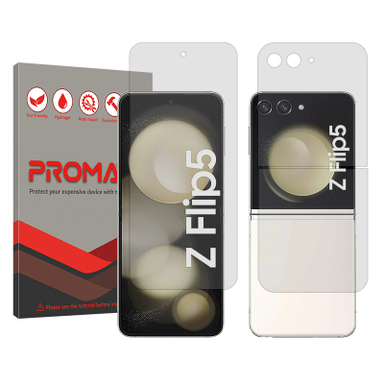 محافظ صفحه نمایش شفاف پرومیت مدل Resistant مناسب گوشی موبایل سامسونگ Galaxy Z Flip5 به همراه محافظ پشت گوشی