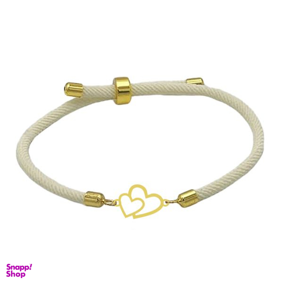 دستبند طلا عیار 18 زنانه شمیم گلد گالری مدل آسانسوری پلاک دار دوقلب