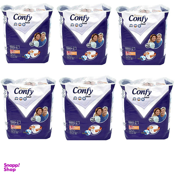 پوشک شورتی بزرگسال کانفی مدل پریمیوم سایز بزرگ مجموعه 6 عددی