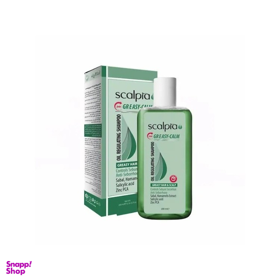 شامپو کنترل کننده چربی پوست سر اسکالپیا مدل Greasy Calm حجم 200 میلی لیتر