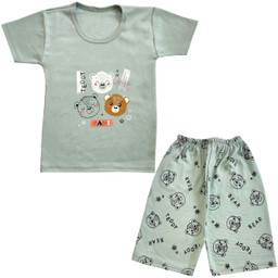 ست تیشرت و شلوارک نوزادی مدل خرس کد 3941 رنگ سبز