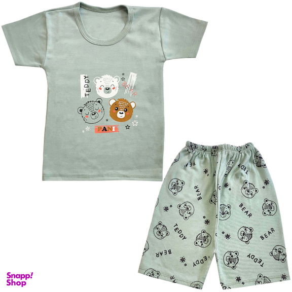ست تیشرت و شلوارک نوزادی مدل خرس کد 3941 رنگ سبز