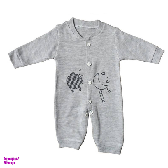 ست سرهمی و کلاه نوزادی مدل فیل و ستاره رنگ طوسی