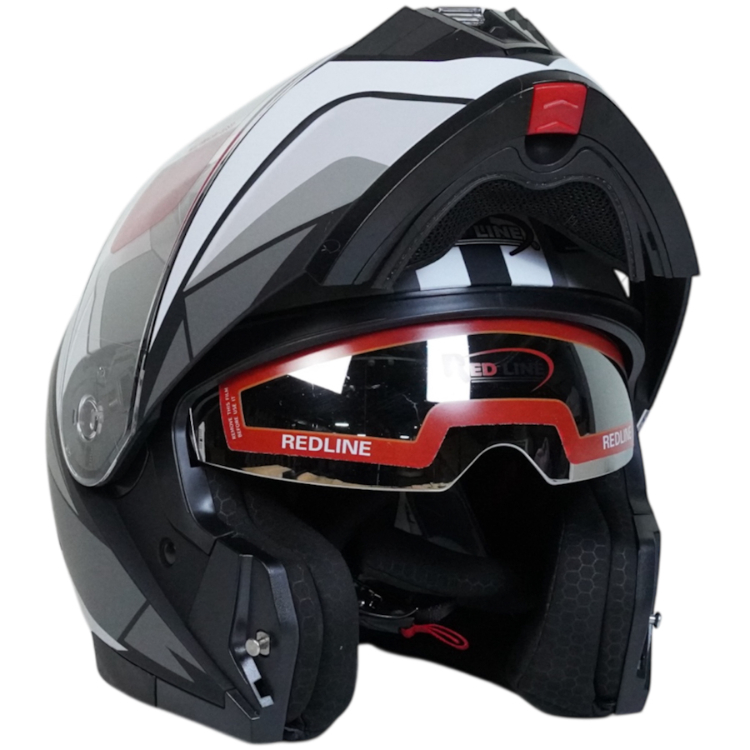 کلاه کاسکت فک متحرک رد لاین کد 960 رنگ طوسی به همراه کاور