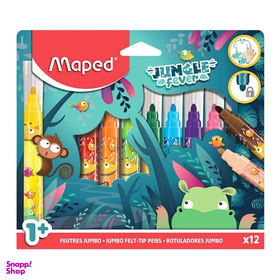 ماژيک جامبو 12 رنگ مقوایی م‍پد کد 846900 مدل Jungle Fever