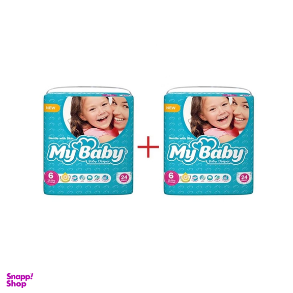 پوشک مای بیبی My Baby مدل 001 سایز 6 بسته 24 عددی مجموعه 2 عددی