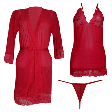 ست لباس خواب زنانه مدل M-FER_5844 رنگ قرمز