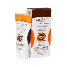 کرم ضد آفتاب روشن کننده سان سیف با spf 50 رنگ بژ روشن حجم 50 میلی‌ لیتر