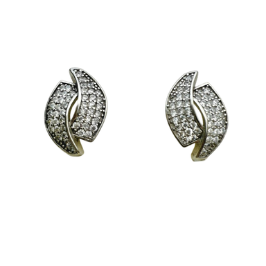 گوشواره نقره 925 عیار زنانه طرح برگ نگینی کد EAR 001216
