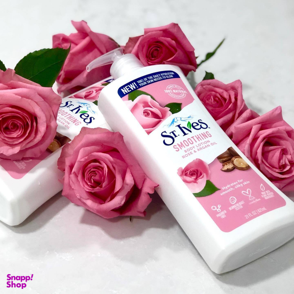 لوسیون بدن اس تی ایوز مدل Smoothing Rose & Argan Oil حجم 621 میلی لیتر