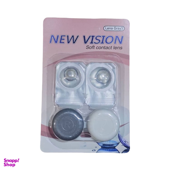 لنز چشم روزانه نیوویژن رنگ طوسی لنا دور مشکی وسط عسلی شماره 104 به همراه جالنزی