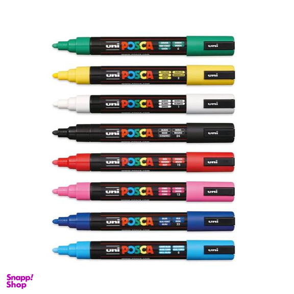 ماژیک رنگ آمیزی یونی بال مدل POSCA 5M مجموعه 8 عددی