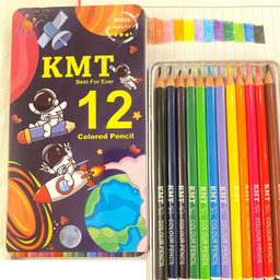 مداد رنگی KMT جعبه فلزی کد 01 بسته 12 عددی