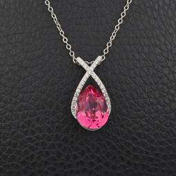 گردنبند نقره زنانه طرح سواروسکی کد swar44 رنگ صورتی