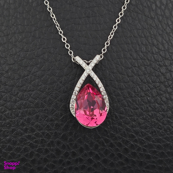 گردنبند نقره زنانه طرح سواروسکی کد swar44 رنگ صورتی