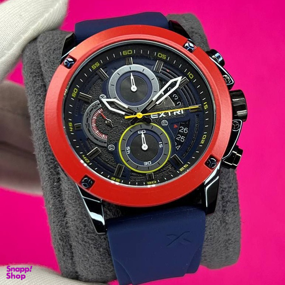 ساعت عقربه ای مردانه اکستری کد X6065-D رنگ قرمز سرمه ای