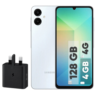 گوشی موبایل سامسونگ مدل Galaxy A06 دو سیم کارت ظرفیت 128 گیگابایت و رم 4 گیگابایت به همراه شارژر 25 وات سامسونگ