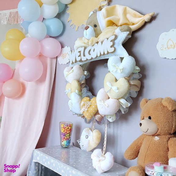 آویز تزیینی اتاق کودک طرح خرس نانان مدل Welcome کد W/Crm