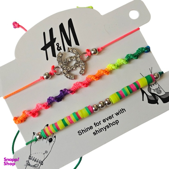 دستبند دخترانه طرح H&M کد 087 بسته 3 عددی